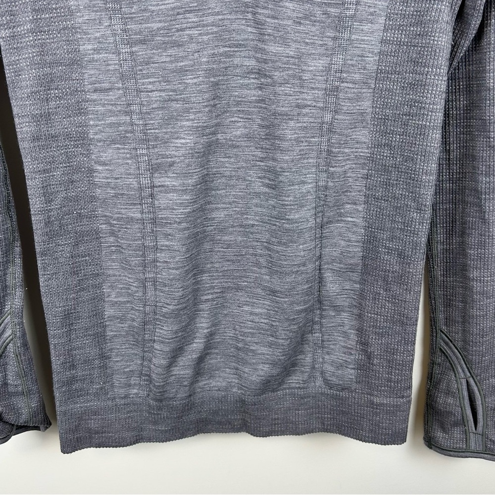 Lululemon Swiftly Wool 1/2 Zip Pullover Hoodie Grey Size 6 Running Top - Picture 6 of 12